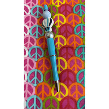 Load image into Gallery viewer, Blue pen with hot air balloon Custom Handmade Beaded Pen
