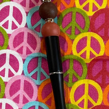 Load image into Gallery viewer, Black pen with brown beads Custom Handmade Beaded Pen
