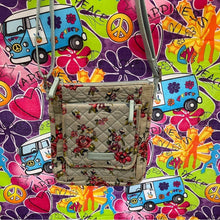 Load image into Gallery viewer, Vera Bradley Tan and Red Quilted Crossbody Bag 8" x 7"
