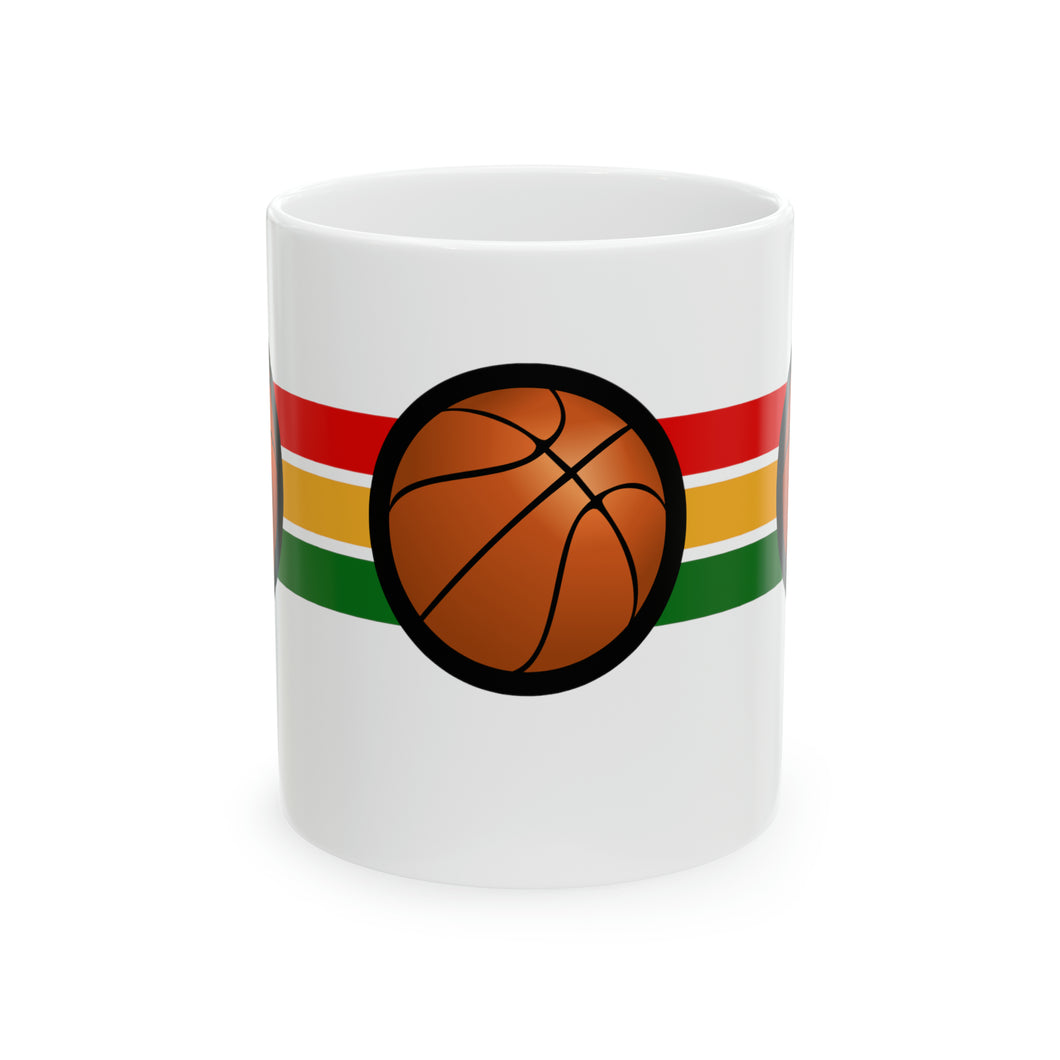 Sports Game No Word Basketball 11oz White Ceramic Beverage Mug Decorative Art