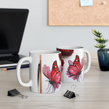 Load image into Gallery viewer, July Ruby Birth Month Colors Fairies &amp; Butterflies #3 Mug 11oz mug AI-Generated Artwork
