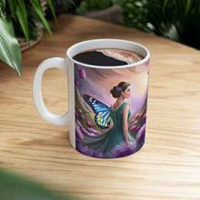 Load image into Gallery viewer, February Amethyst Birth Month Colors Fairies &amp; Butterflies #2 Mug 11oz mug AI-Generated Artwork
