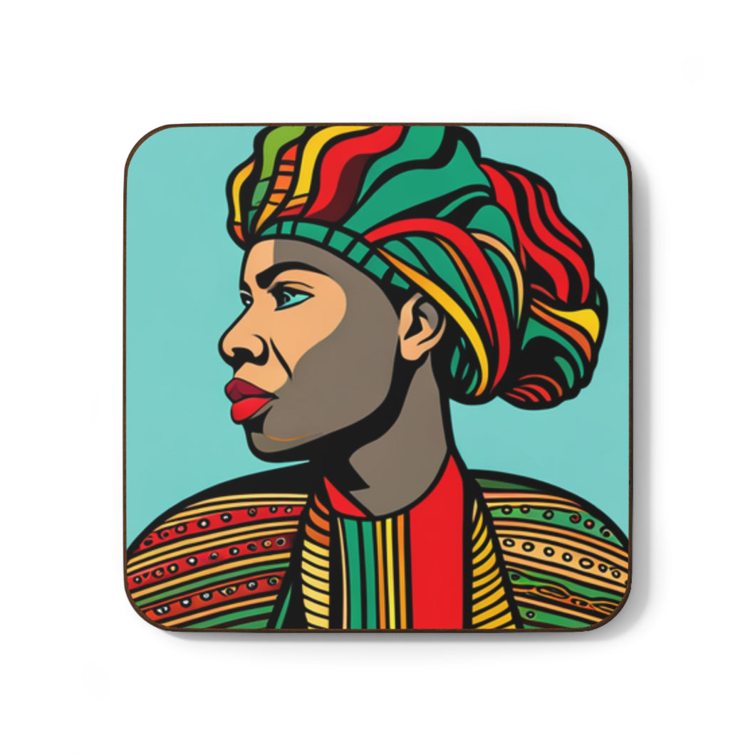 Colorful #23 Colors of Africa Hardboard Back AI-Enhanced Beverage Coasters