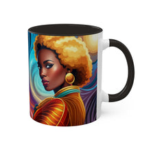 Load image into Gallery viewer, Colors of Africa Pop Art Colorful #5 AI 11oz Black Accent Coffee Mug
