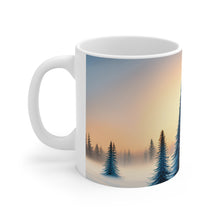 Load image into Gallery viewer, Winter Scene Blue Trees 11oz Ceramic Mug AI Artwork
