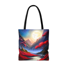 Load image into Gallery viewer, Moon Light Red Skies Series #3 Tote Bag AI Artwork 100% Polyester
