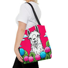 Load image into Gallery viewer, Llama Pink Skies #2 Tote Bag AI Artwork 100% Polyester
