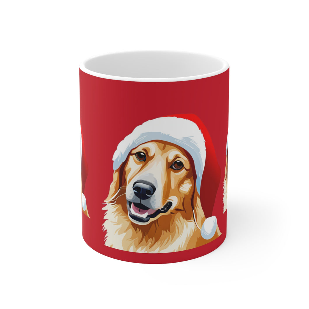 Fancy Golden Retriever #2 Trio Christmas Vibes Ceramic Mug 11oz Design Red