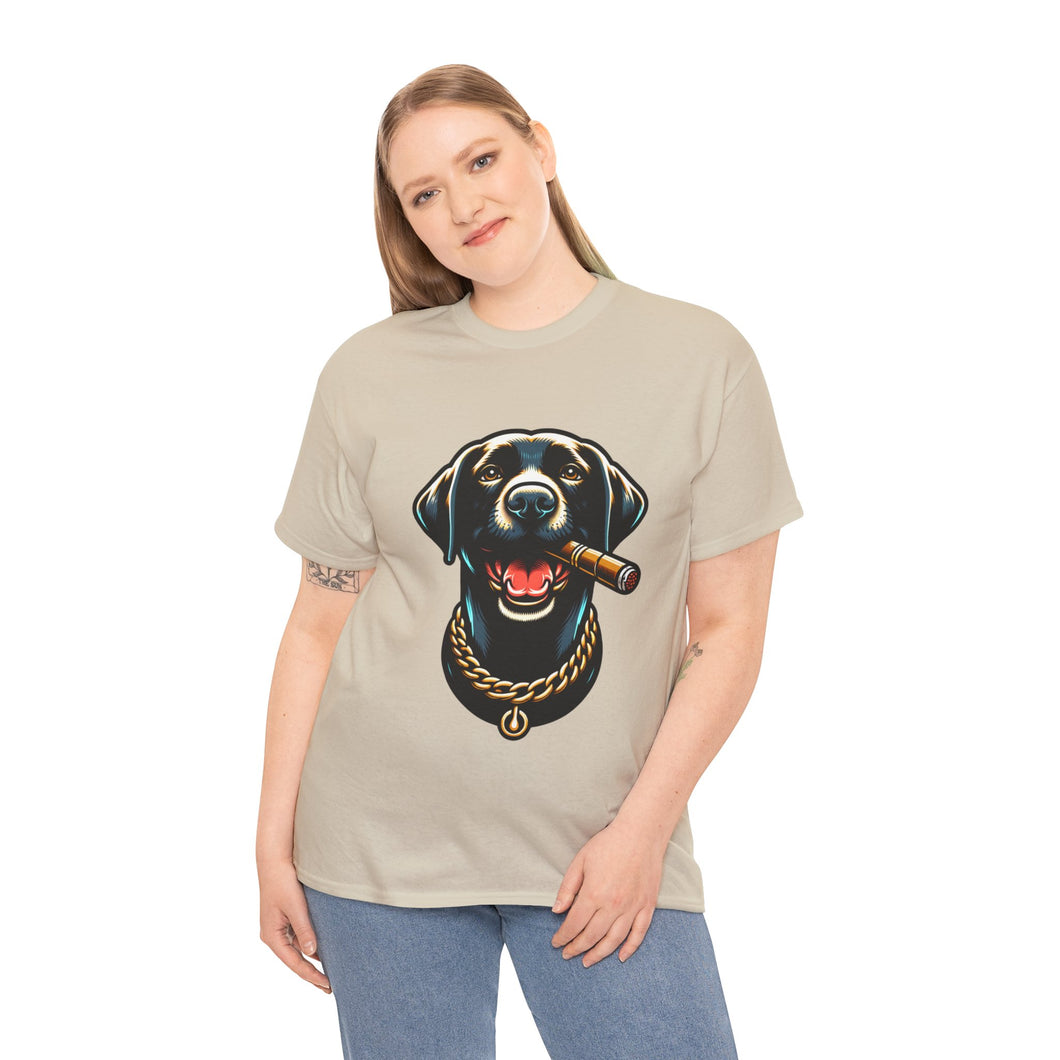 Muse Wearable The Dog Life Black Labrador Cigar Gold Chain Crewneck T-Shirt