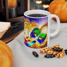 Load image into Gallery viewer, Mardi Gras Mask Ribbon #3 Mug  AI-Generated Artwork 11oz mug
