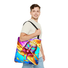 Load image into Gallery viewer, Mardi Gras Ribbon Mask #4 Tote Bag AI Artwork 100% Polyester
