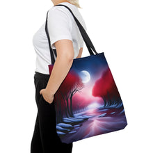 Load image into Gallery viewer, Moonlight Trees Red Skies Series #8 Tote Bag AI Artwork 100% Polyester
