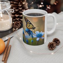 Load image into Gallery viewer, December Blue Topaz Birth Month Colors Fairies &amp; Butterflies #1 Mug 11oz mug AI-Generated Artwork
