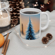 Load image into Gallery viewer, Winter Scene Blue Trees 11oz Ceramic Mug AI Artwork
