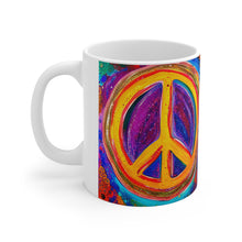 Load image into Gallery viewer, Peace Symbol sign Psychedelics Mix #1 Mug 11oz mug AI-Generated Artwork
