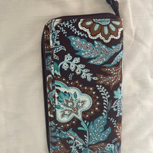 Load image into Gallery viewer, Vera Bradley Brown and Teal Floral Paisley Quilted Wallet with Zipper
