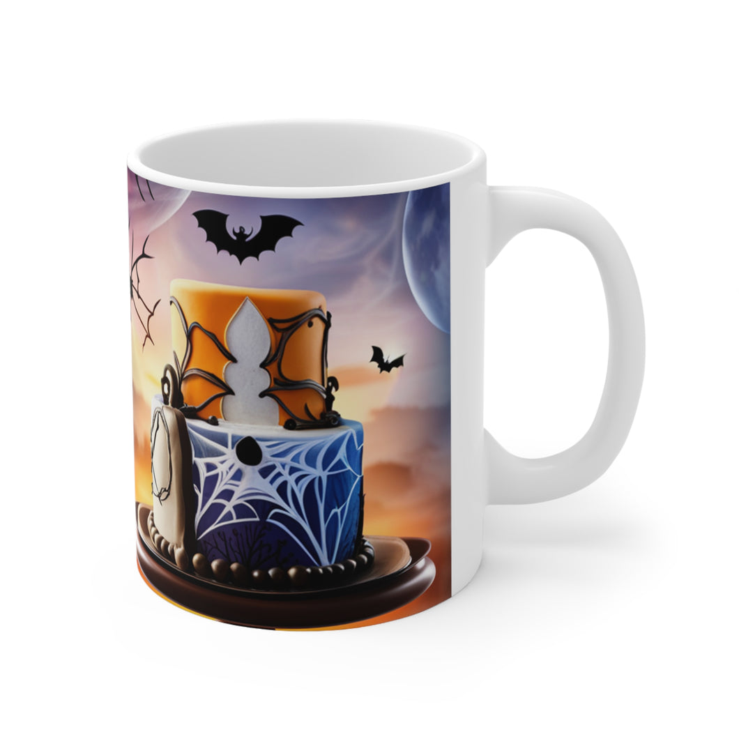 Happy Spooky Halloween Cake Celebration #26 Ceramic Mug 11oz AI-Generated Artwork