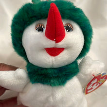 Load image into Gallery viewer, Ty 2000 Beanie Baby Snowgirl Carrot Nose Green Hat
