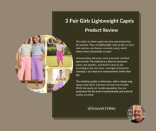 Load image into Gallery viewer, LessonZoo 3 Pack Girls' Capri Pants with Pockets Wide Legs Elastic Waist Capris Yoga Workout Lounge Pants Casual Sweatpants(Pink, Lavender, Peach Pink,13-14 Years)
