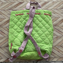 Load image into Gallery viewer, Stephen Joseph Green Pink Kitten Quilted Backpack Purse tote (Pre-owned)
