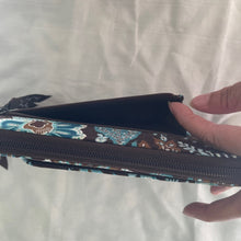 Load image into Gallery viewer, Vera Bradley Brown and Teal Floral Paisley Quilted Wallet with Zipper
