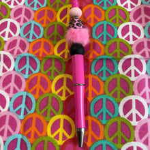 Load image into Gallery viewer, Pink pen with leopard print Custom Handmade Beaded Pen
