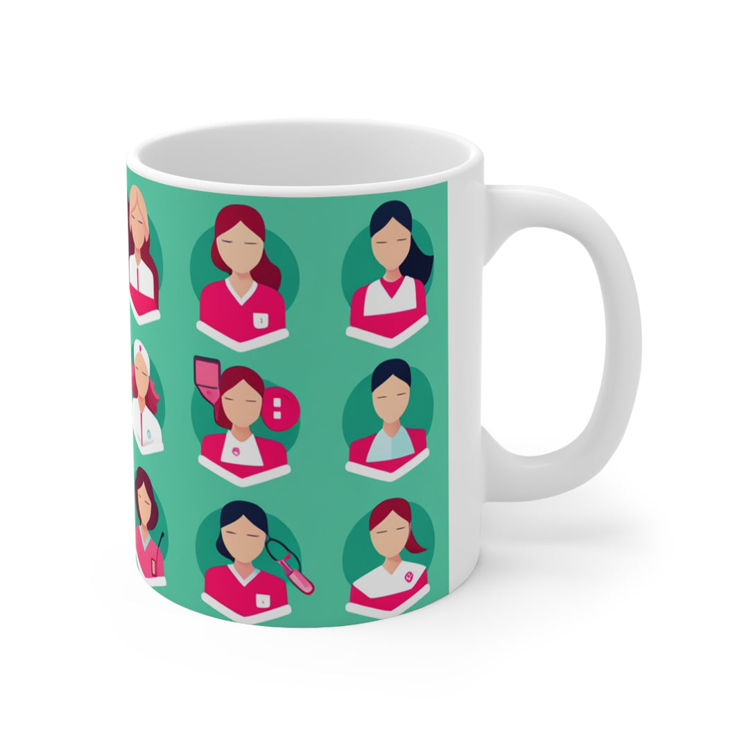 Professional Worker Pink Doctor and Nurse #8 Ceramic 11oz Mug AI-Generated Artwork
