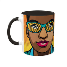 Load image into Gallery viewer, Colors of Africa Pop Art Black History Colorful #18 AI 11oz Black Accent Coffee Mug
