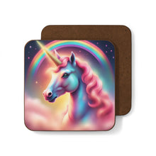 Load image into Gallery viewer, Retro Rainbow Unicorns #50 Hardboard Back AI-Enhanced Beverage Coasters
