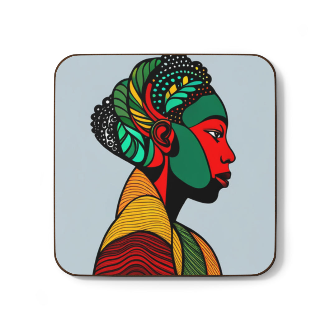 Colorful #17 Colors of Africa Hardboard Back AI-Enhanced Beverage Coasters