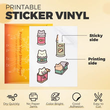 Load image into Gallery viewer, HTVRONT Printable Vinyl Sticker Paper, 100 Sheets Glossy Waterproof Sticker Paper For Inkjet Printer Dries Quickly-Standard Letter Size 8.5&quot;X11&quot;
