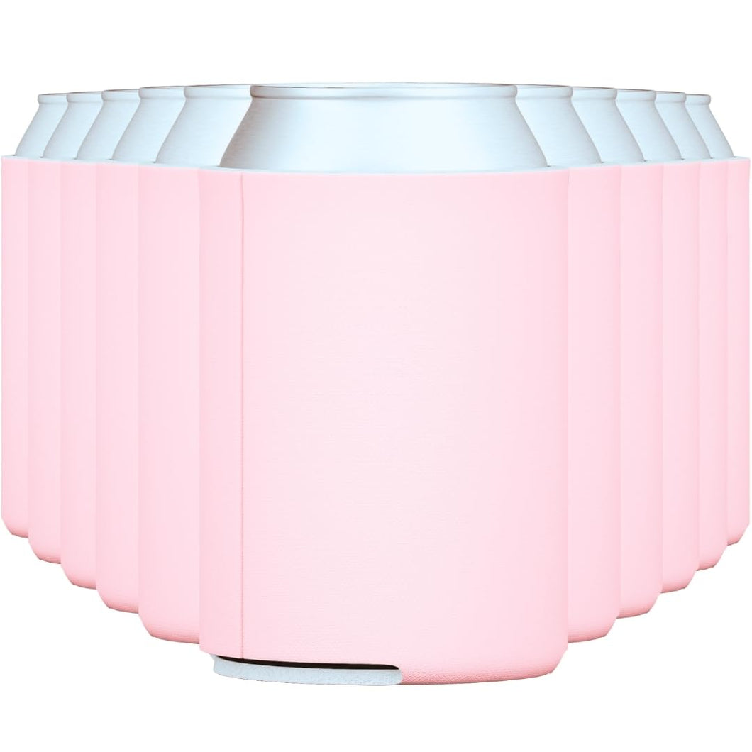 TahoeBay Blank Beer Can Cooler Sleeves Bulk Sublimation Blanks for Vinyl Plain Collapsible Foam Can Sleeves Coolers for Soda Cans and Bottles Custom Drink Holder Assorted Solid Color (Blush)