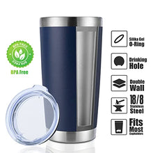 Load image into Gallery viewer, 20oz Stainless Steel Tumbler Bulk with Lid, Double Wall Vacuum Insulated Travel Mug, Powder Coated Coffee Cup (Navy, 12)
