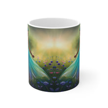 Load image into Gallery viewer, March Aquamarine Birth Month Colors Fairies &amp; Butterflies #3 Mug 11oz mug AI-Generated Artwork
