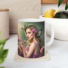 Load image into Gallery viewer, October Tourmaline Birth Month Colors Fairies &amp; Butterflies #2 Mug 11oz mug AI-Generated Artwork
