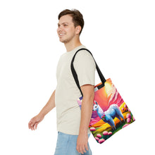 Load image into Gallery viewer, Llama Setting Sun #4 Tote Bag AI Artwork 100% Polyester
