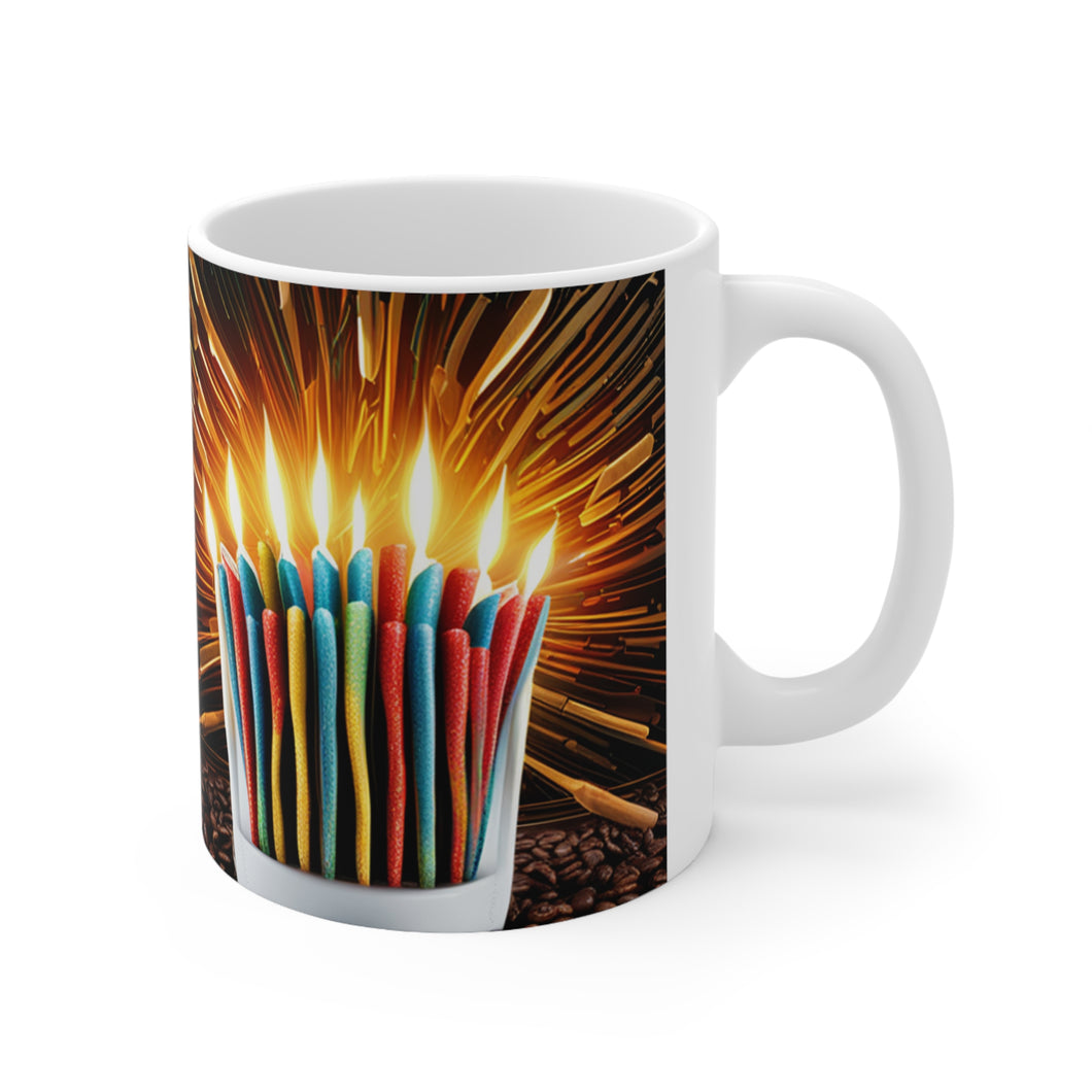 Happy Birthday Candles #10 Ceramic 11oz Mug AI-Generated Artwork