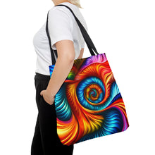 Load image into Gallery viewer, Turning Point Tye Dye Swirls and Ripples Tote Bag AI Artwork 100% Polyester #9
