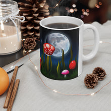 Load image into Gallery viewer, Lunar Moon Scene Toadstools and Lillies #5 Mug 11oz mug AI-Generated Artwork
