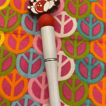 Load image into Gallery viewer, White and red bowling pin Custom Handmade Beaded Pen
