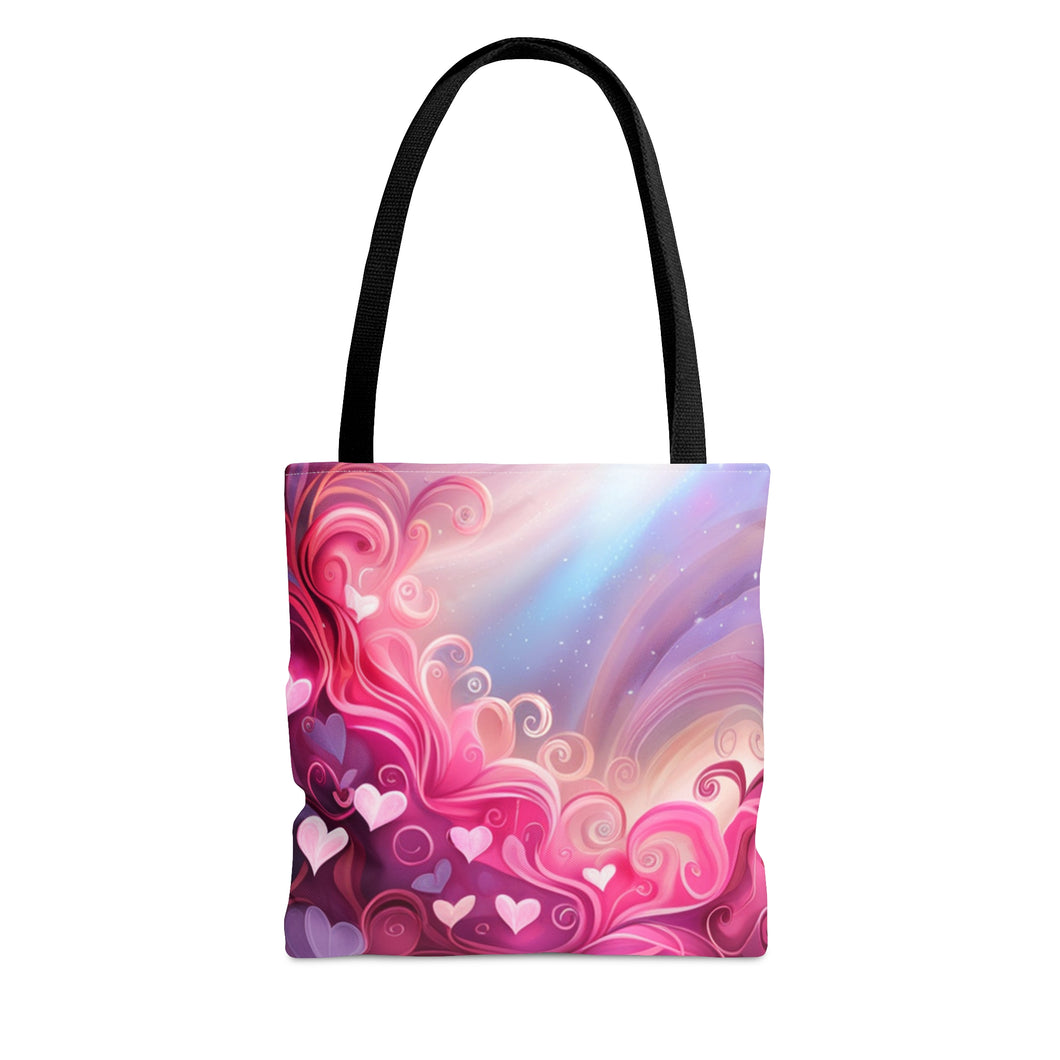 Heart Clouds the Pink Heart Series #14 Tote Bag AI Artwork 100% Polyester