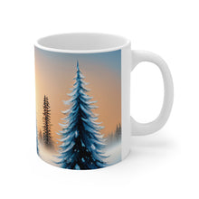 Load image into Gallery viewer, Winter Scene Blue Trees 11oz Ceramic Mug AI Artwork
