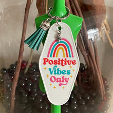 Load image into Gallery viewer, Positive Vibes Only - Groovy Retro Tassel Motel Keychains – R6
