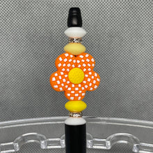 Load image into Gallery viewer, Polka Dot Orange Flower - Shades of Orange Beaded Pen Handmade
