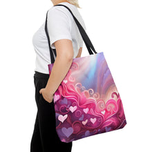 Load image into Gallery viewer, Heart Clouds the Pink Heart Series #14 Tote Bag AI Artwork 100% Polyester
