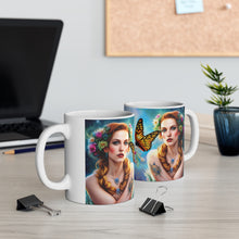 Load image into Gallery viewer, April Diamond Birth Month Colors Fairies &amp; Butterflies #1 Mug 11oz mug AI-Generated Artwork
