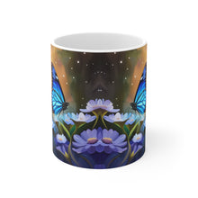 Load image into Gallery viewer, September Sapphire Amethyst Birth Month Colors Fairies &amp; Butterflies #2 Mug 11oz mug AI-Generated Artwork
