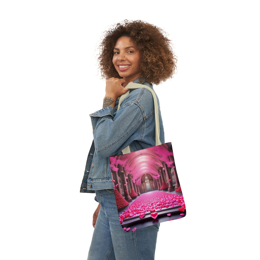 Pink Heart Series #9 Fashion Graphic Print Trendy 100% Polyester Canvas Tote Bag AI Image