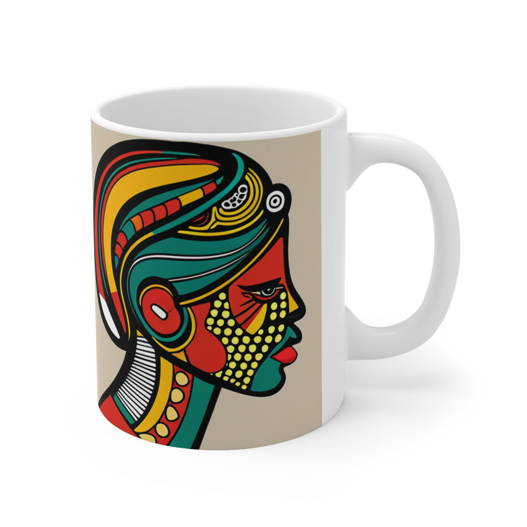 Colors of Africa Tribal Face Paint #6 11oz AI Decorative Coffee Mug