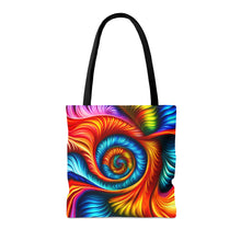 Load image into Gallery viewer, Turning Point Tye Dye Swirls and Ripples Tote Bag AI Artwork 100% Polyester #9
